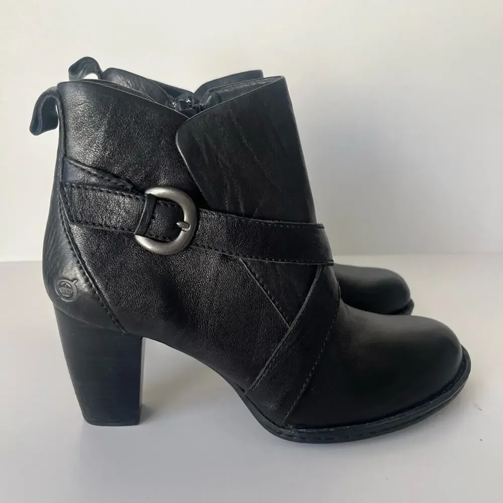 Born Shola leather Moto ankle boots black 9.5